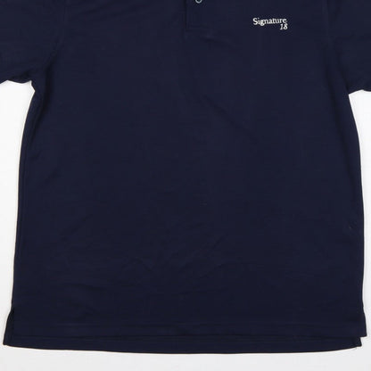 Signature Golf 18 Men's Blue M Short Sleeve Embroidered Logo Polo Shirt