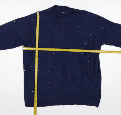 Next Women’s Blue Jewel Embellished Knit Pullover Jumper Size S