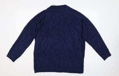 Next Women’s Blue Jewel Embellished Knit Pullover Jumper Size S