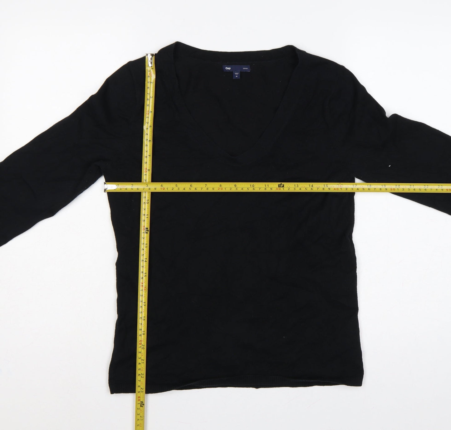 Gap Women’s Black M Stretch V-Neck Long Sleeve Knit Pullover Jumper