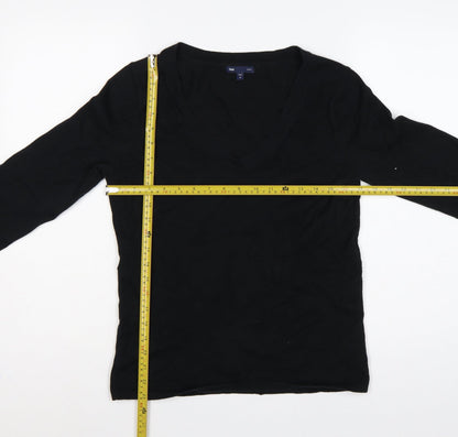 Gap Women’s Black M Stretch V-Neck Long Sleeve Knit Pullover Jumper
