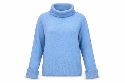 Geneva Cashmere Women Blue L Roll Neck Long Sleeve Pullover Jumper