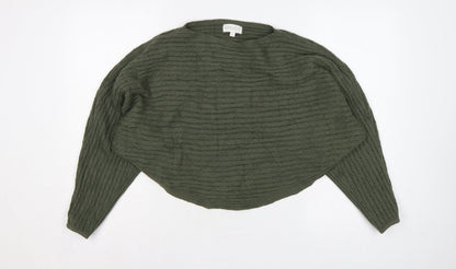 Apricot Women Green S Relaxed Dolman Sleeve Textured Knit Jumper