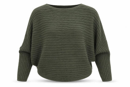Apricot Women Green S Relaxed Dolman Sleeve Textured Knit Jumper
