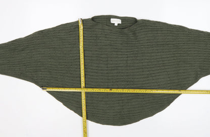 Apricot Women Green S Relaxed Dolman Sleeve Textured Knit Jumper
