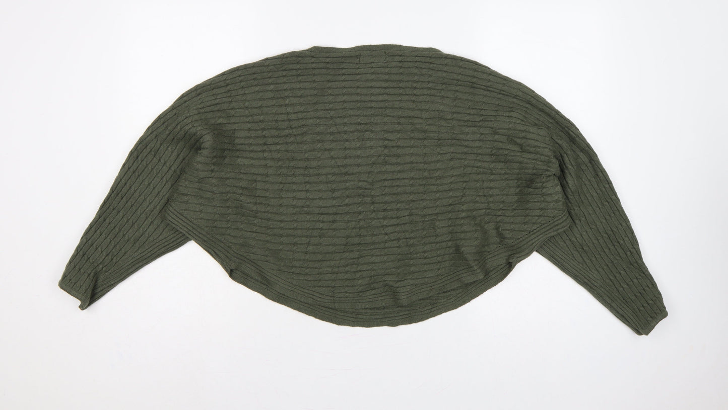 Apricot Women Green S Relaxed Dolman Sleeve Textured Knit Jumper