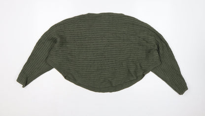 Apricot Women Green S Relaxed Dolman Sleeve Textured Knit Jumper