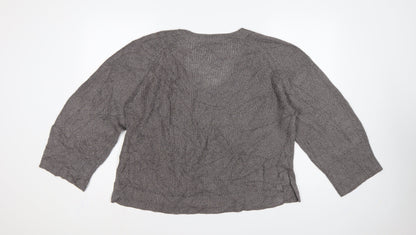 White Label The White Company Women Grey XL V-Neck Linen Knit Jumper
