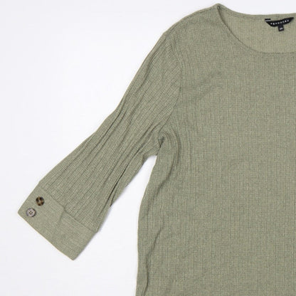 Peacocks Women Green Size 20 Knit Tunic Scoop Neck 3/4 Sleeve Top