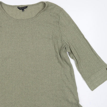 Peacocks Women Green Size 20 Knit Tunic Scoop Neck 3/4 Sleeve Top