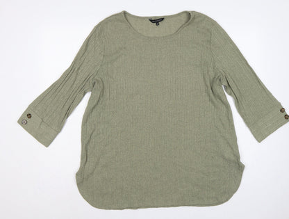 Peacocks Women Green Size 20 Knit Tunic Scoop Neck 3/4 Sleeve Top