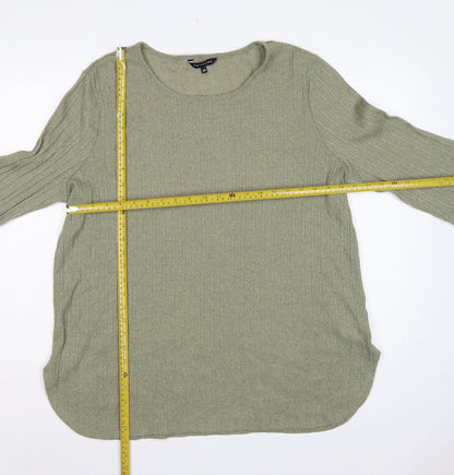Peacocks Women Green Size 20 Knit Tunic Scoop Neck 3/4 Sleeve Top
