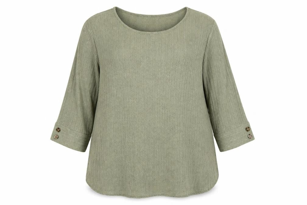 Peacocks Women Green Size 20 Knit Tunic Scoop Neck 3/4 Sleeve Top