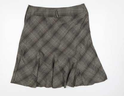 Next Women Grey Check Flared Knee Length Skirt Size 18 Workwear