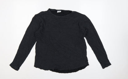 Urban Outfitters Women Black M Basic Textured Knit Crew Neck Long Sleeve Top