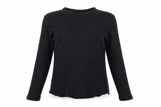 Urban Outfitters Women Black M Basic Textured Knit Crew Neck Long Sleeve Top