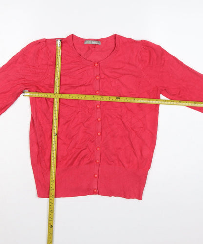 Marks & Spencer Women Pink UK 12 Button Front Long Sleeve Cardigan