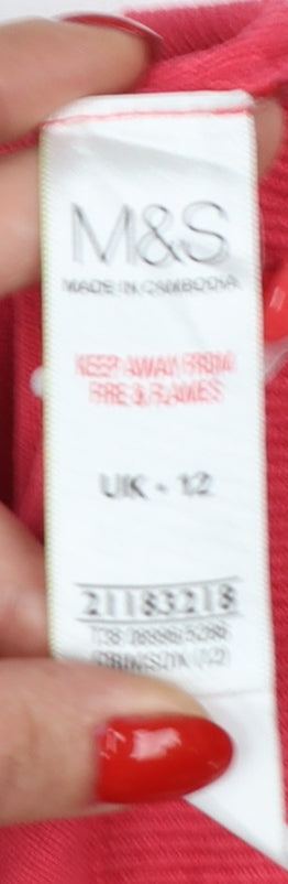 Marks & Spencer Women Pink UK 12 Button Front Long Sleeve Cardigan