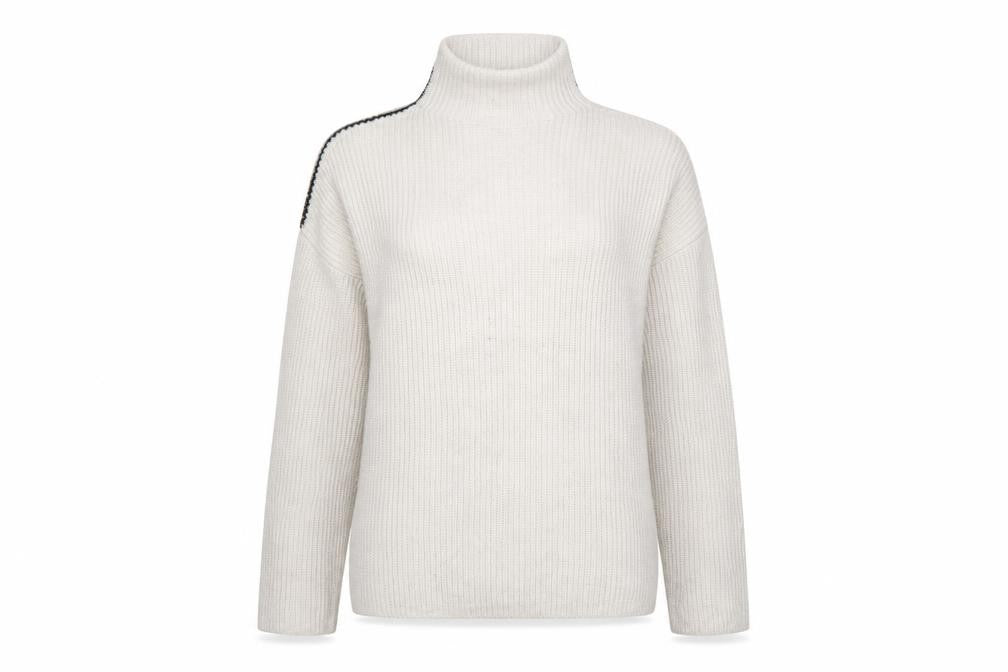 Marks & Spencer Women Ivory L Rib Knit Roll Neck Jumper