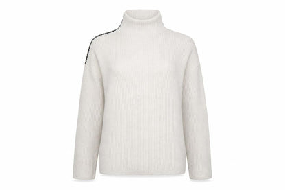 Marks & Spencer Women Ivory L Rib Knit Roll Neck Jumper