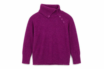 M&Co Women’s Purple Size 14 Henley High Neck Knit Jumper