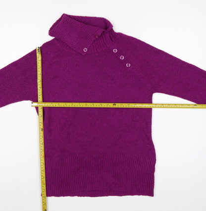 M&Co Women’s Purple Size 14 Henley High Neck Knit Jumper
