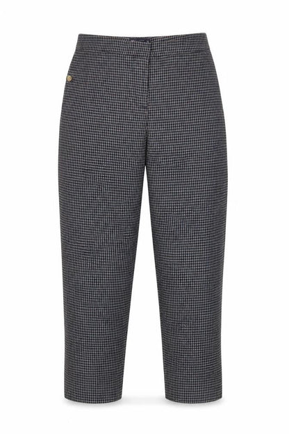 Marks & Spencer Women’s Blue Check Straight Trousers UK 14 Regular