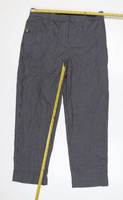 Marks & Spencer Women’s Blue Check Straight Trousers UK 14 Regular