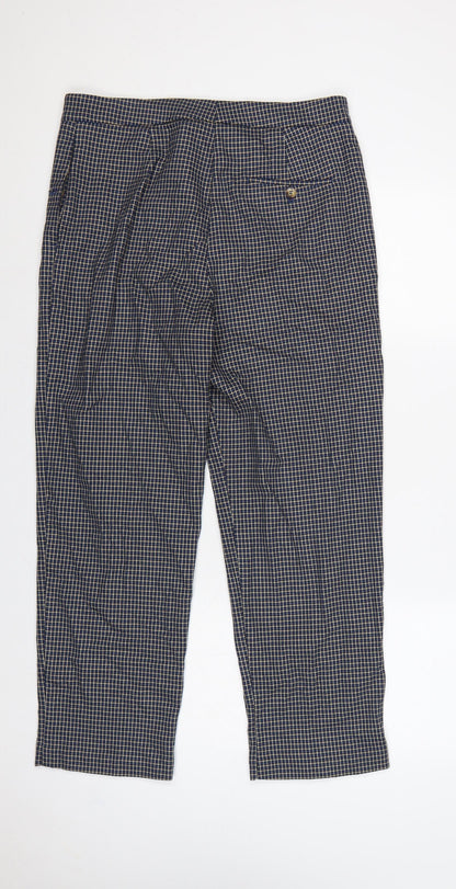 Marks & Spencer Women’s Blue Check Straight Trousers UK 14 Regular