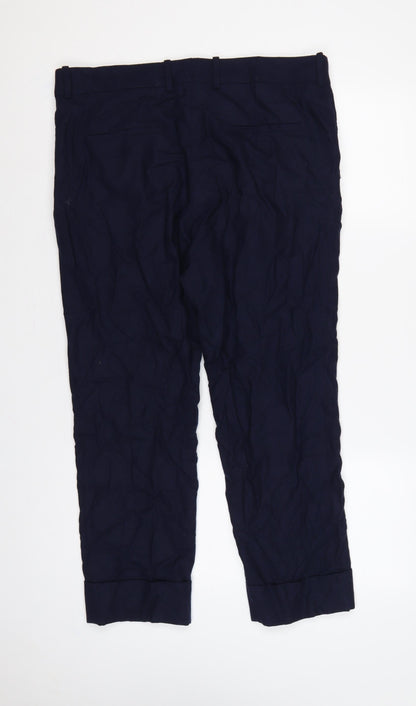 COS Women Blue Wool Tapered Pleated Trousers UK 14 Workwear
