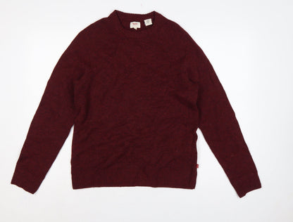 Levi's Men's Red Wool Crew Neck Pullover Jumper Size S