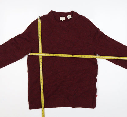 Levi's Men's Red Wool Crew Neck Pullover Jumper Size S