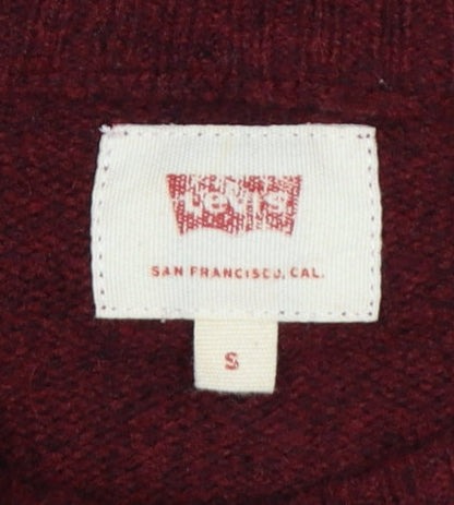 Levi's Men's Red Wool Crew Neck Pullover Jumper Size S