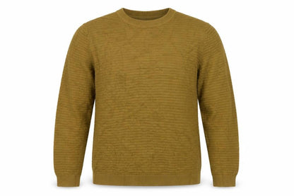 Selected Homme Men's Brown L Cotton Textured Knit Crew Neck Pullover