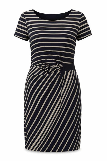 Laura Ashley Women Blue Stripe Ruched Sheath Dress UK 14