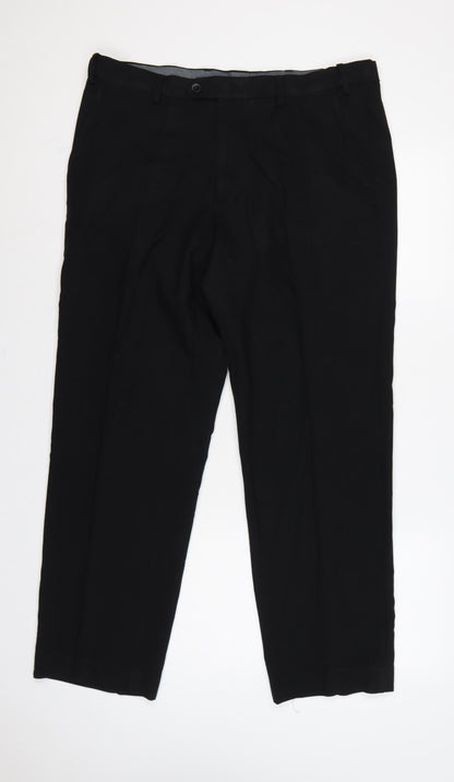 Marks and Spencer Men's Black 36 Regular Dress Trousers 29in Straight
