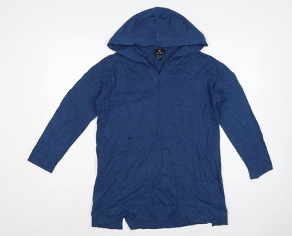Marble Women’s Blue Size 10 Hooded Cotton Knit Tunic Jumper