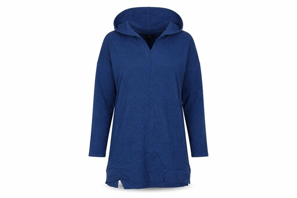 Marble Women’s Blue Size 10 Hooded Cotton Knit Tunic Jumper