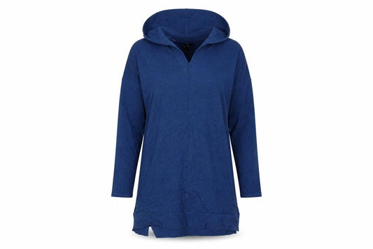 Marble Women’s Blue Size 10 Hooded Cotton Knit Tunic Jumper