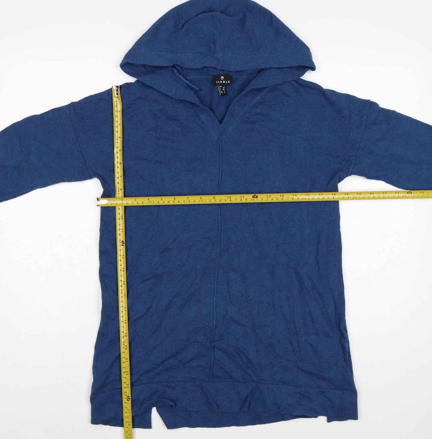 Marble Women’s Blue Size 10 Hooded Cotton Knit Tunic Jumper