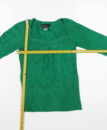 Mango Basics Women Green XS Square Neck Raglan Knit Jumper