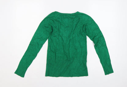 Mango Basics Women Green XS Square Neck Raglan Knit Jumper