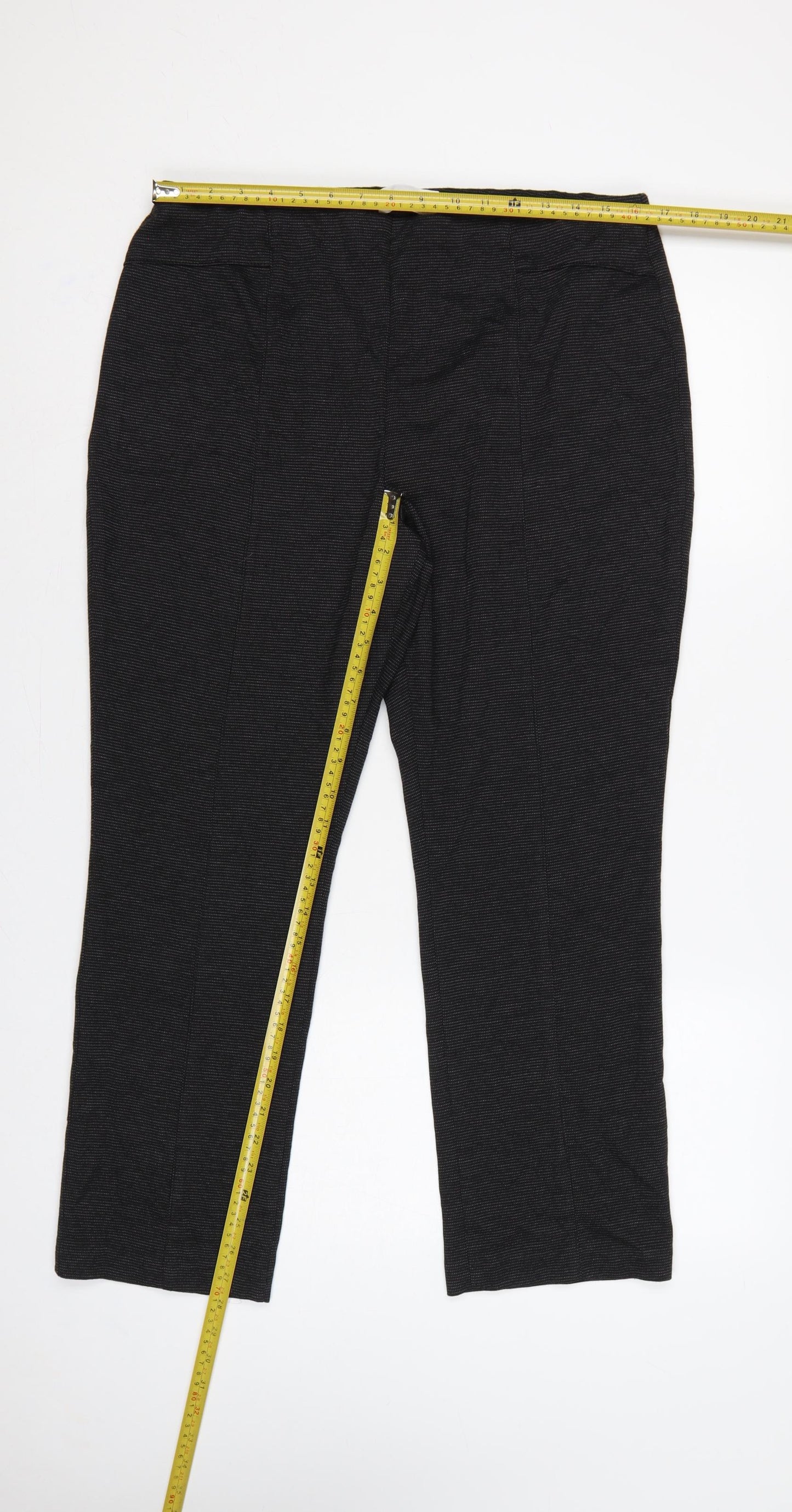 M&S Women’s Black UK 16 Short Pinstripe Stretch Leggings