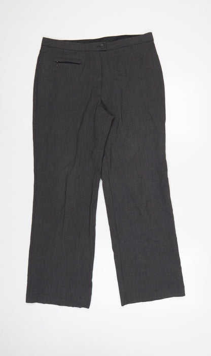 Marks and Spencer Women Grey UK 12 Short Straight Dress Trousers