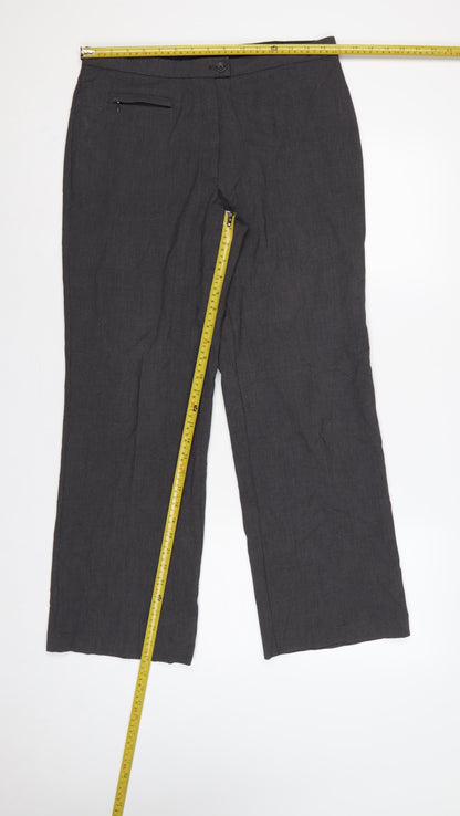 Marks and Spencer Women Grey UK 12 Short Straight Dress Trousers