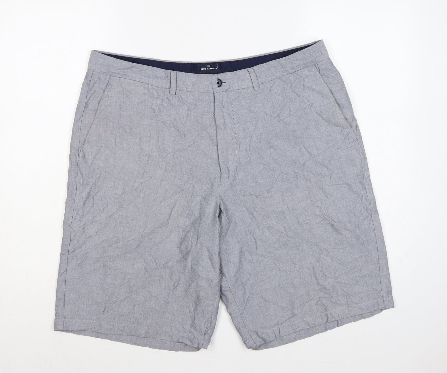 Marks & Spencer Men Grey 38in Cotton Chino Shorts Blue Harbour
