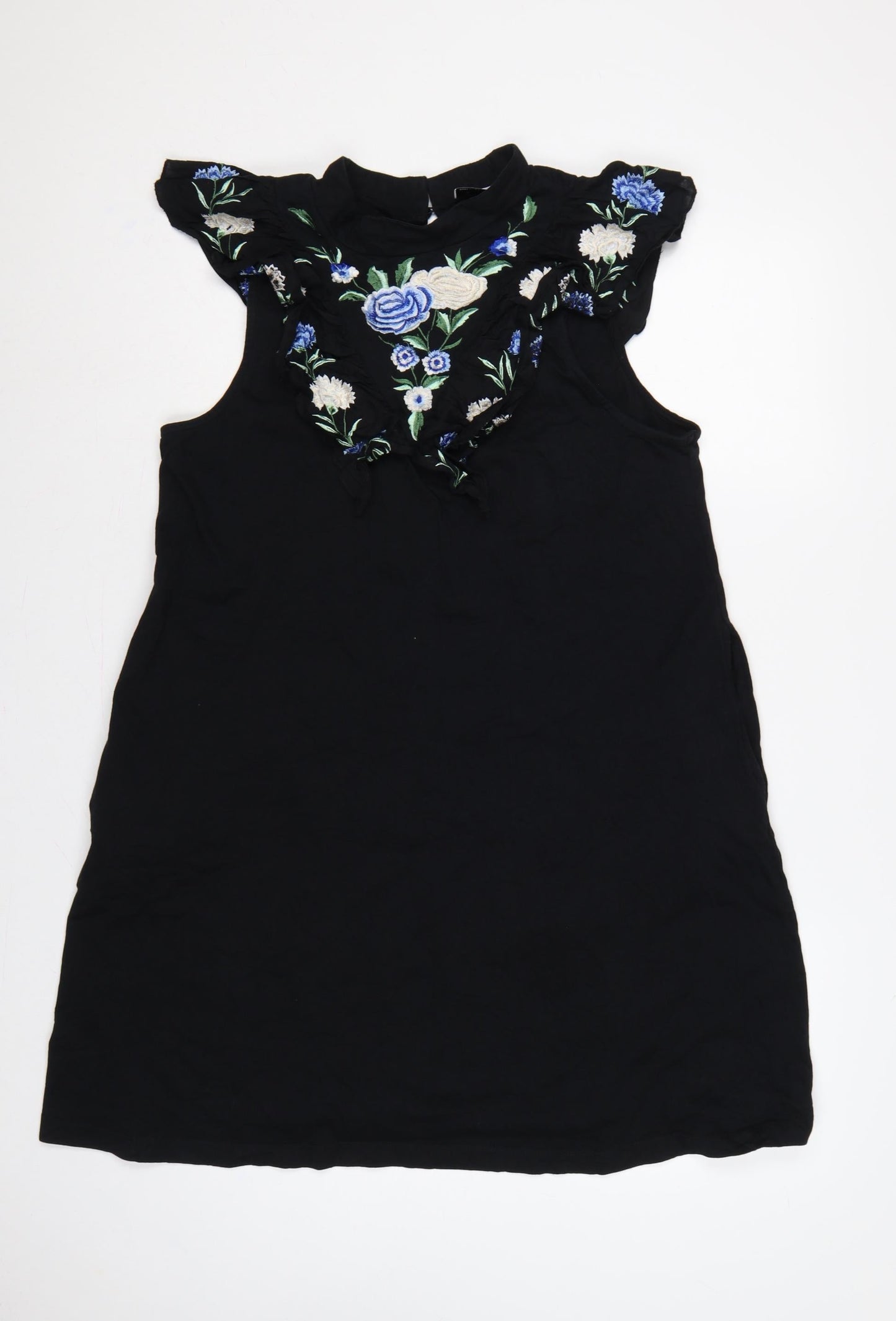 ASOS Design Women Black UK 16 Off Shoulder Bodycon Floral Embroidered Dress