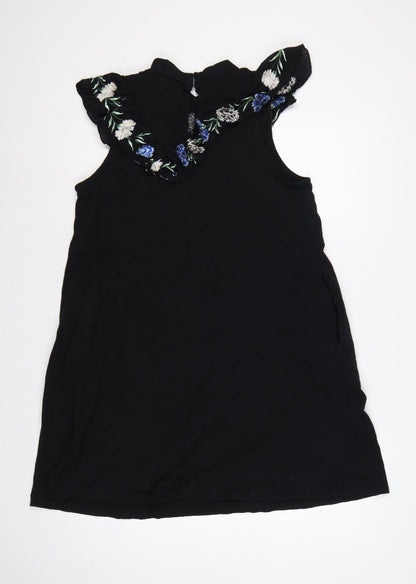 ASOS Design Women Black UK 16 Off Shoulder Bodycon Floral Embroidered Dress