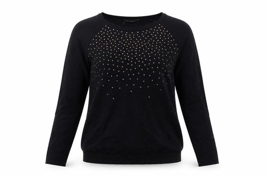 Bonmarché Women Black Size S Studded Round Neck Knit Jumper