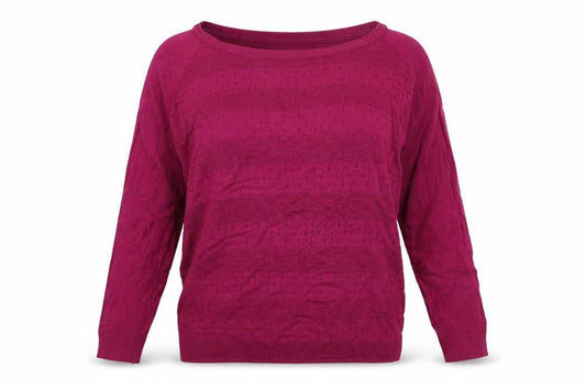FatFace Women’s Pink Size 18 Open-Knit Cotton Raglan Pullover Jumper